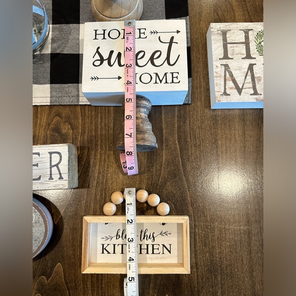 Farmhouse decor lot 11 pieces galvanized metal wood neutral tabletop wall decor - Picture 12 of 14